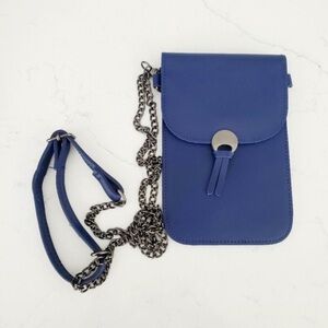 Save The Girls, Blue Crossbody Bag with Chain Strap